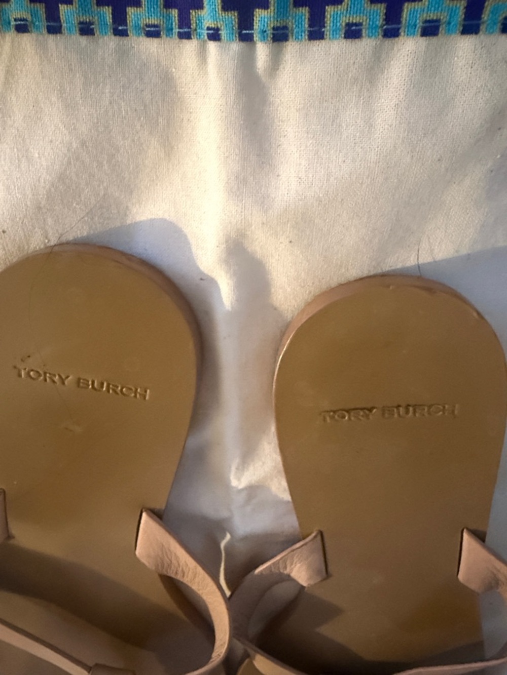 Tory Burch Nude Beige Leather Logo Sandals, 7, see photos and read desc. - Picture 5 of 7